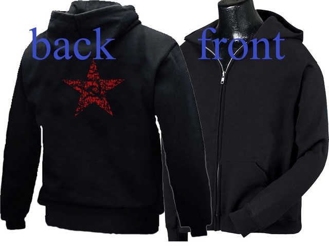 Communist symbols Star,Hammer,Sickle retro look zipped hoodie
